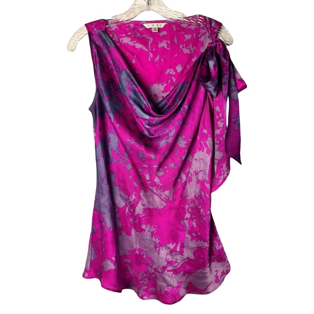 CAbi | Purple Silk Fit To Be Tied Sleeveless Blouse, Medium